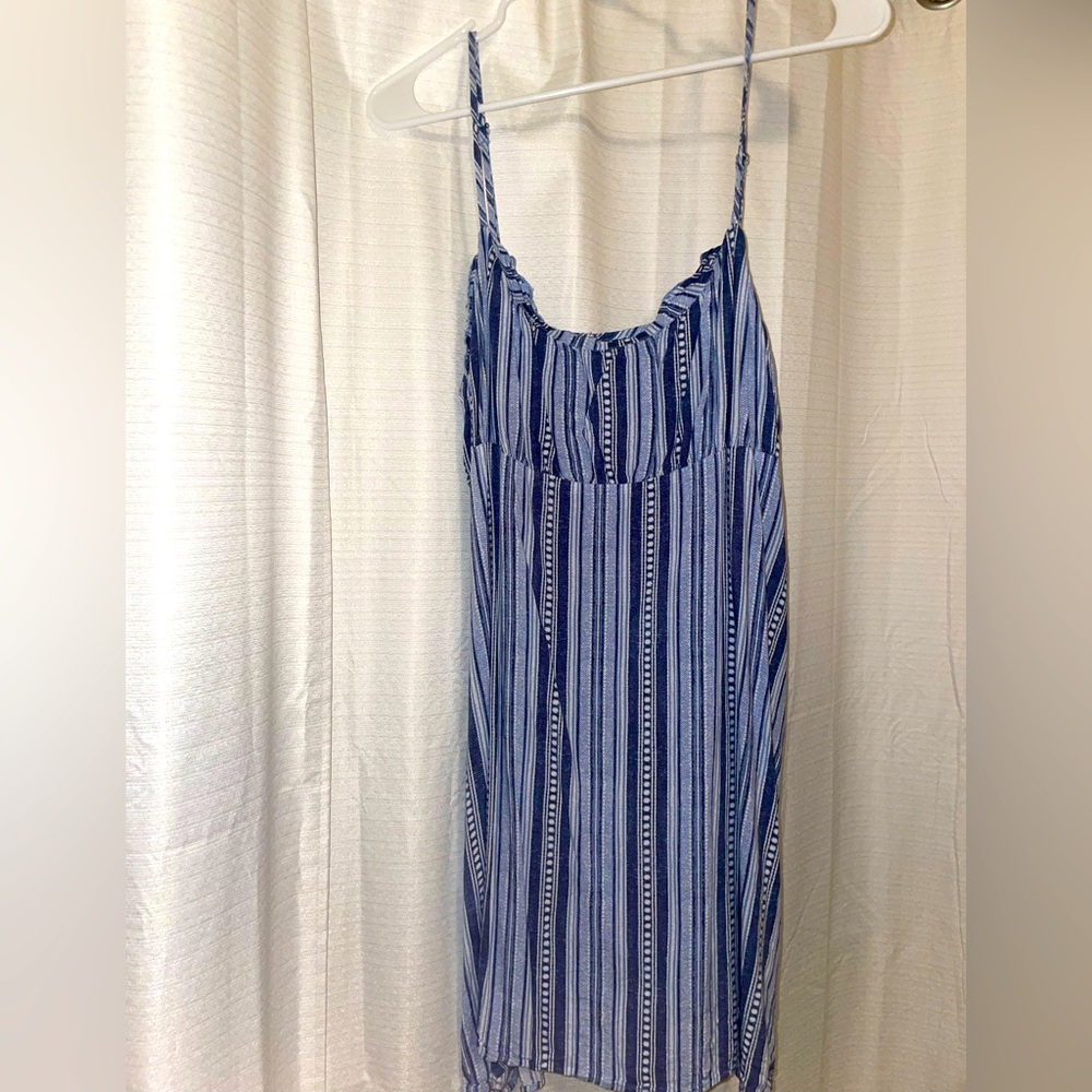 Navy blue striped mini dress